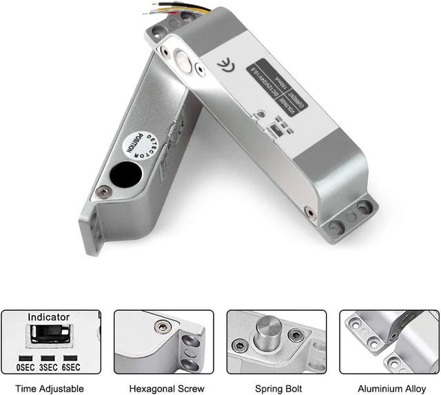 Alt view image 2 of 7 - DC 12V Electric Drop Bolt Lock, Fail Safe NC Mode Electronic Door Lock