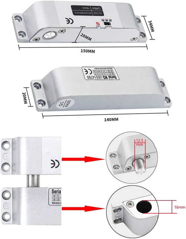 Alt view image 6 of 7 - DC 12V Electric Drop Bolt Lock, Fail Safe NC Mode Electronic Door Lock