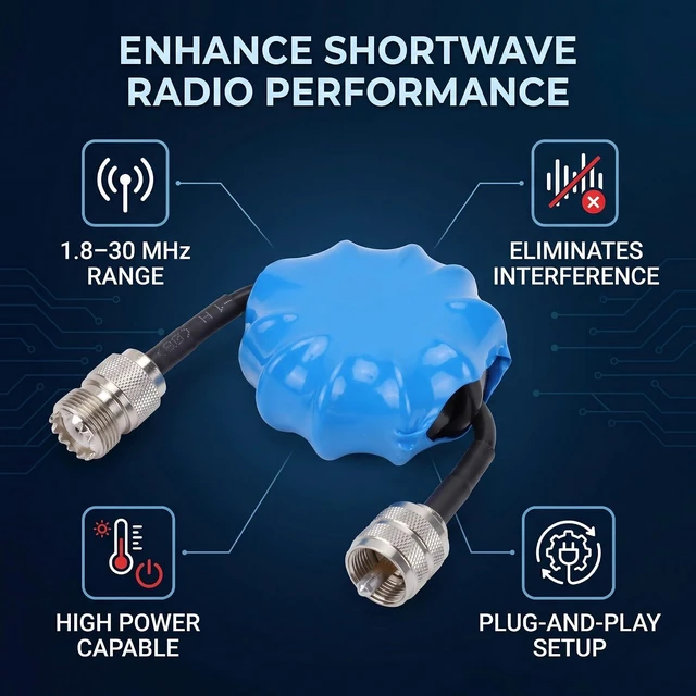 Alt view image 5 of 7 - Hf Common Mode Choke 1:1 Current Balun 1.8-30Mhz with M Connector for Shortwave Antenna Noise Reduction