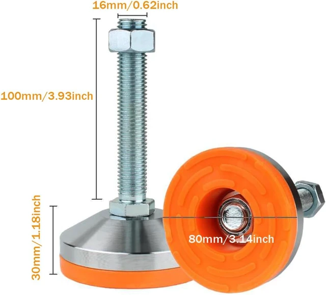 Alt view image 2 of 6 - Heavy Duty Stainless Steel Leveling Feet,2600 lb Capacity,M16 Thread,4 Pack