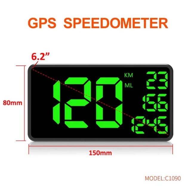 Alt view image 2 of 5 - 6.2 Inch Big Screen Truck GPS Speedometer Digital MPH Odometer HUD with Speeding Alert for Car, Golf Cart & All Vehicles