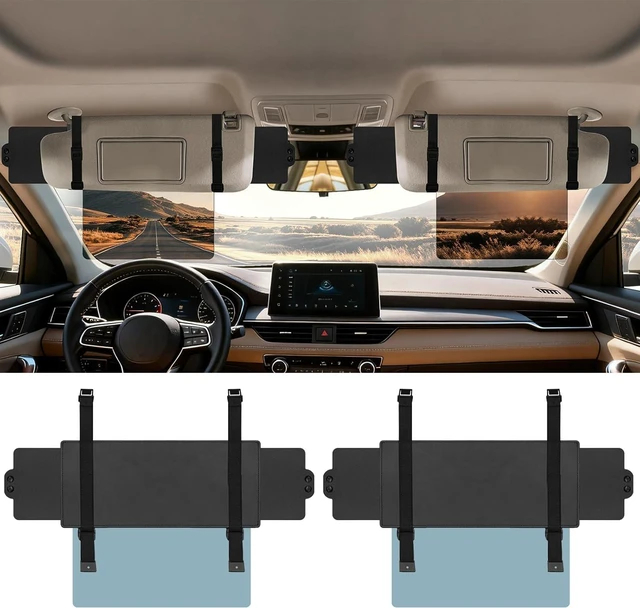 Main image of Sun Visor Extender for Car (Polarized, UV400, PC Lens, 2 Side Sunshade), Car Visor Extender Sun Blocker, Visor Extender Attachment, Anti-Glare Sun Visor Accessory for Safe Driving (2 Pack)