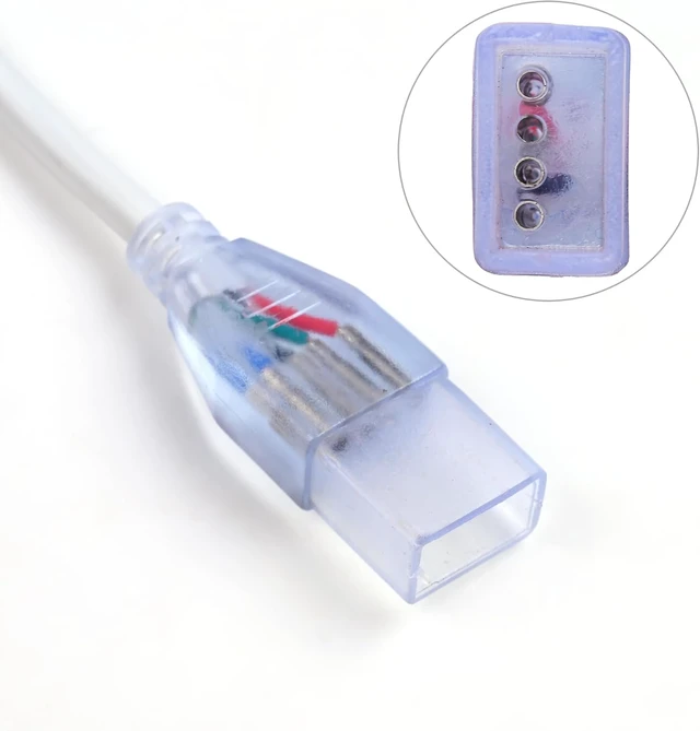 Alt view image 5 of 6 - 5-Set 3ft 4-pin RGB LED Neon Rope Light Connector Jumper Cable