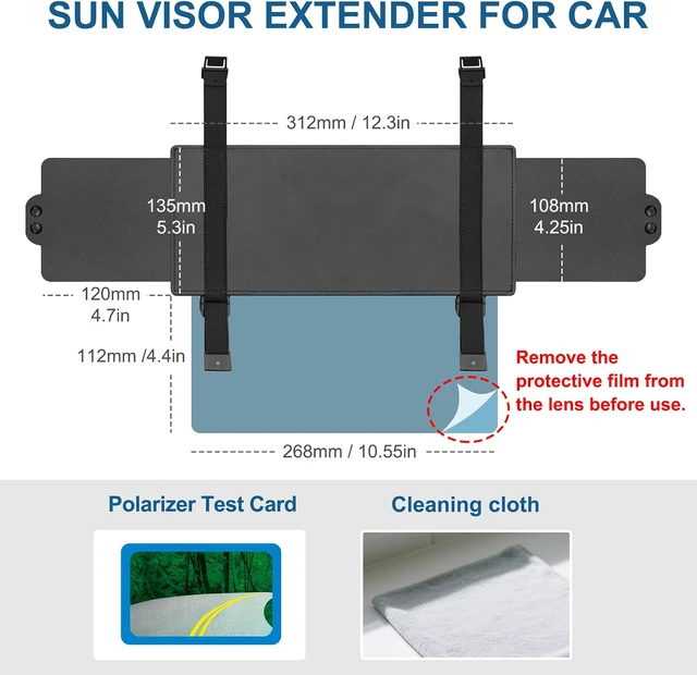 Alt view image 7 of 7 - Sun Visor Extender for Car (Polarized, UV400, PC Lens, 2 Side Sunshade), Car Visor Extender Sun Blocker, Visor Extender Attachment, Anti-Glare Sun Visor Accessory for Safe Driving (2 Pack)
