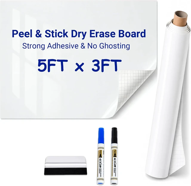 Alt view image 3 of 7 - Dry Erase Paper for Wall 60" x 36", Self Adhesive White Board Wallpaper Peel and Stick, No Ghosting Whiteboard Contact Paper for Office Classroom Meeting Room