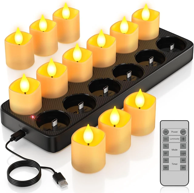 Main image of Rechargeable Flameless Candles with Remote Timer & Charging Base
