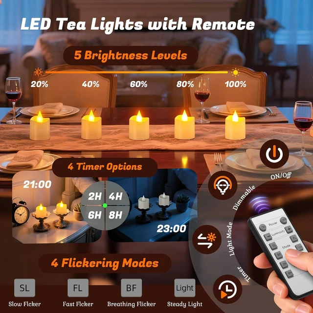 Alt view image 3 of 7 - Rechargeable Flameless Candles with Remote Timer & Charging Base