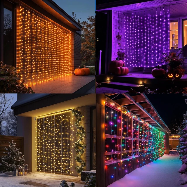 Alt view image 3 of 7 - 300 LED Curtain String Lights, RGB Color Changing Christmas Fairy Lights for Bedroom with Remote & APP Control, Waterproof Smart Window Lights Party Wedding Garden Wall Decor