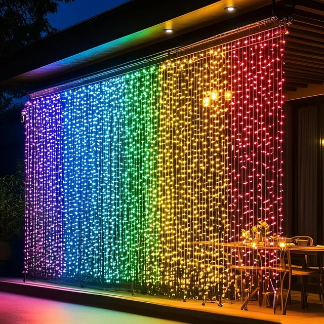 Alt view image 6 of 7 - 300 LED Curtain String Lights, RGB Color Changing Christmas Fairy Lights for Bedroom with Remote & APP Control, Waterproof Smart Window Lights Party Wedding Garden Wall Decor