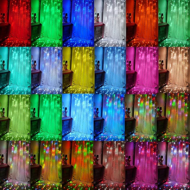 Alt view image 7 of 7 - 300 LED Curtain String Lights, RGB Color Changing Christmas Fairy Lights for Bedroom with Remote & APP Control, Waterproof Smart Window Lights Party Wedding Garden Wall Decor