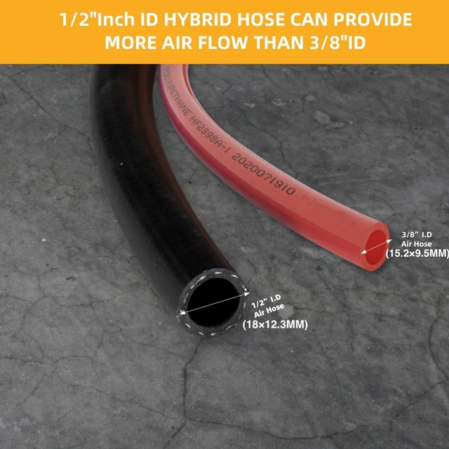 Alt view image 3 of 7 - Hybrid Air Hose 1/2ID x 25FT, Burst 1200PSI, Black(25)