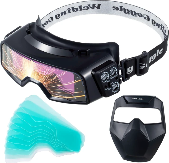 Main image of Auto Darkening Welding Goggles, Wide Rang Shade 4/5-9/9-13, Welding Glasses with Welder Mask and 10 Replacement Lenses, Adjustable Sensitivity work for TIG MIG ARC Plasma Cutting