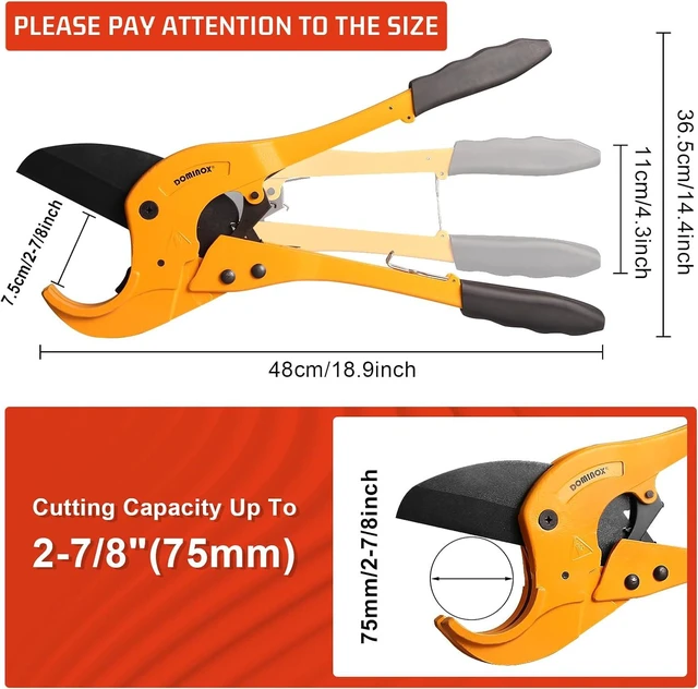 Alt view image 7 of 7 - Heavy-Duty PVC Pipe Cutter, Cuts Up to 2-7/8"