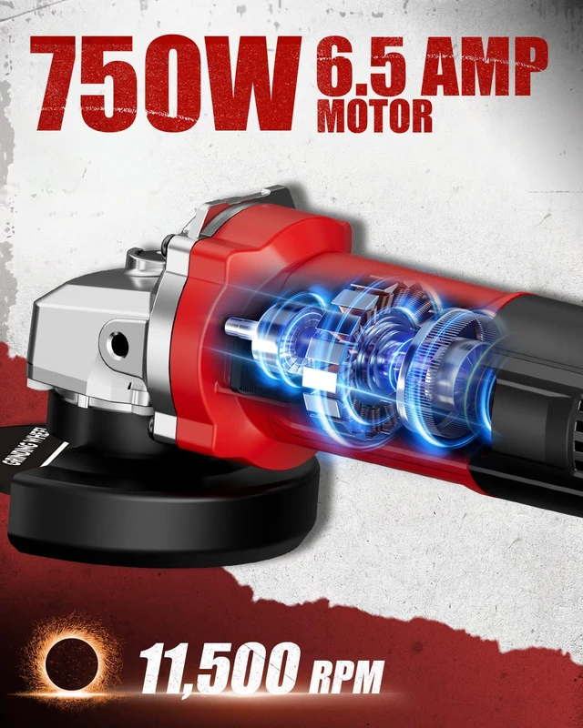 Alt view image 2 of 7 - Angle Grinder Tool 750W 6.5 Amp 4-1/2" 11,500 RPM Metal Grinder