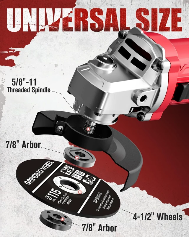 Alt view image 5 of 7 - Angle Grinder Tool 750W 6.5 Amp 4-1/2" 11,500 RPM Metal Grinder