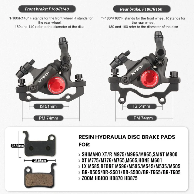 Alt view image 3 of 7 - HB-100 Hydraulic Disc Brake Calipers, MTB eBike Front & Rear Set