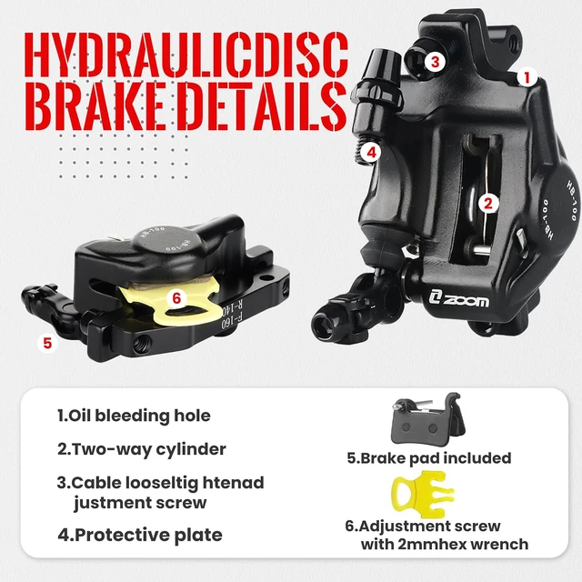 Alt view image 6 of 7 - HB-100 Hydraulic Disc Brake Calipers, MTB eBike Front & Rear Set