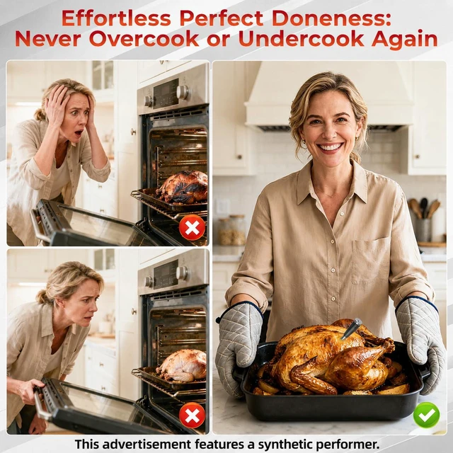 Alt view image 2 of 7 - Smart Wireless Meat Thermometer with App Waterproof Probe, Long Range Real-Time Monitoring for Grill, Oven, Smoker, Steak, Chicken & Turkey
