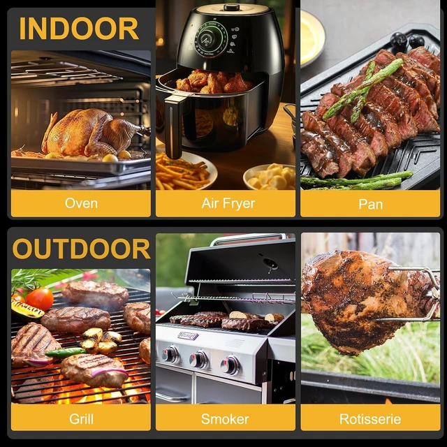 Alt view image 7 of 7 - Wireless Bluetooth Meat Thermometer, 2 Ultra-Thin Probes, Smart Base, 600FT
