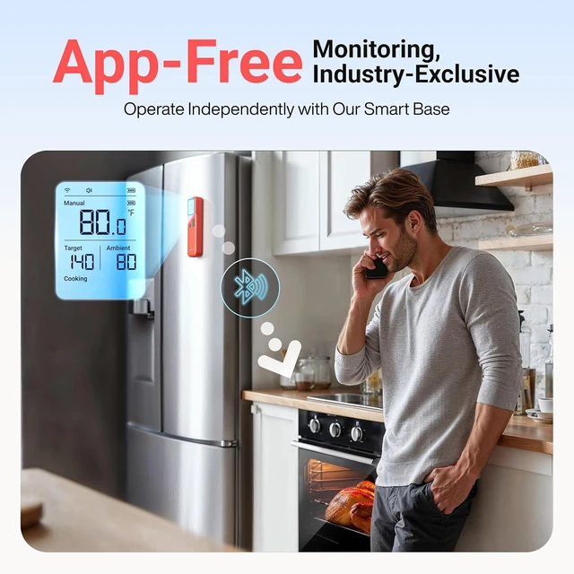 Alt view image 3 of 7 - Smart Bluetooth Wireless Meat Thermometer with WiFi App