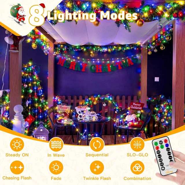 Alt view image 3 of 7 - Outdoor Christmas Lights 1000LED 328FT, Multicolor Fairy Lights IP67 Waterproof, Plug in String Light with Remote 8 Modes Timer, Xmas Light for Outside Indoor House Tree Decorations