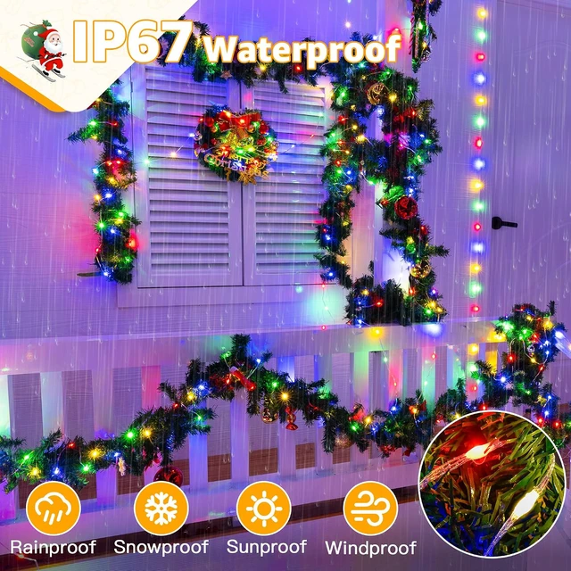 Alt view image 4 of 7 - Outdoor Christmas Lights 1000LED 328FT, Multicolor Fairy Lights IP67 Waterproof, Plug in String Light with Remote 8 Modes Timer, Xmas Light for Outside Indoor House Tree Decorations