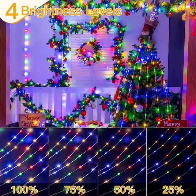 Alt view image 7 of 7 - Outdoor Christmas Lights 1000LED 328FT, Multicolor Fairy Lights IP67 Waterproof, Plug in String Light with Remote 8 Modes Timer, Xmas Light for Outside Indoor House Tree Decorations