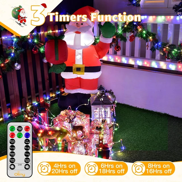 Alt view image 6 of 7 - Outdoor Christmas Lights 1000LED 328FT, Multicolor Fairy Lights IP67 Waterproof, Plug in String Light with Remote 8 Modes Timer, Xmas Light for Outside Indoor House Tree Decorations