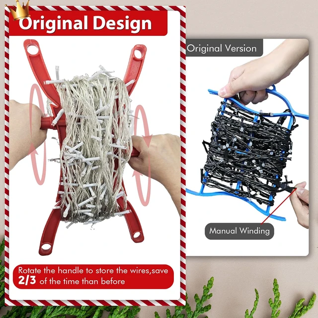 Alt view image 2 of 6 - 12PCS Rotating Handle Christmas Lights Storage Holder, Efficient & Durable,Tangle-Free Wires, Rope Winder for Ropes, String Lights, Fairy Lights, Wires, Garlands, Beads, Cords