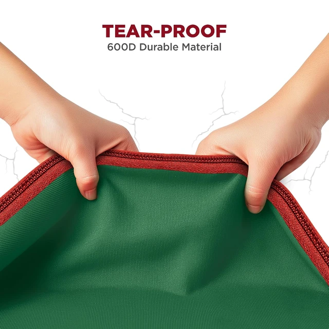 Alt view image 5 of 7 - Premium Christmas Light Storage Bag Heavy-Duty 600D Tear-Proof Material with Reinforced Handles Includes 3 Reels, Stores up to 375 Ft of Mini Lights & Extension Cords Green with PVC Lining