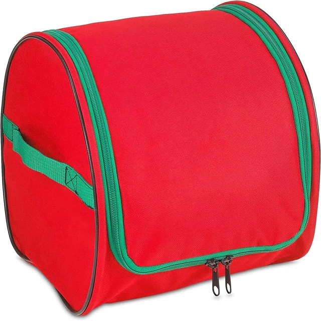 Alt view image 4 of 7 - Premium Christmas Light Storage Bag Heavy Duty Tear Proof 600D/Inside PVC Material with Reinforced Handles - 3 Reels Stores up to 375 Ft of Mini Tree Lights & Extension Cords Red