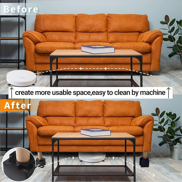 Alt view image 6 of 7 - Wood Bed Risers with Non-Slip Rubber Pad, Stackable Furniture Risers Lift Heights 3.5 or 7 Inch Heavy Duty Risers for Sofa, Table, Couch Chair (8 Pack, Black)