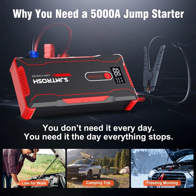 Alt view image 5 of 7 - TM20 Jump Starter 5000A,Portable Car Battery Charger 12V(9L Gas/6L Diesel)