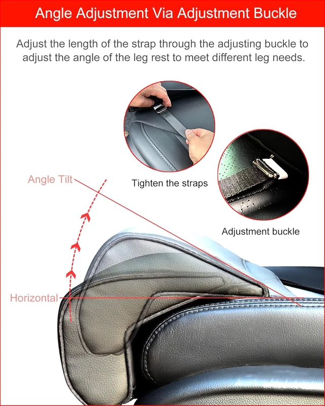 Alt view image 5 of 7 - Car Leg Extender Leg Support for Driving, Car Front Seat Thigh Extender Support Cushions, Adjustable Length/Height/Angle Leg Rest Pillow for Cars Office (Beige)