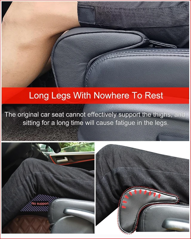 Alt view image 2 of 7 - Car Leg Extender Leg Support for Driving, Car Front Seat Thigh Extender Support Cushions, Adjustable Length/Height/Angle Leg Rest Pillow for Cars Office (Beige)