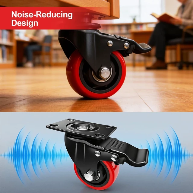 Alt view image 5 of 7 - 3" Caster Wheels,3 inch Heavy Duty Casters with Brake Set of 8