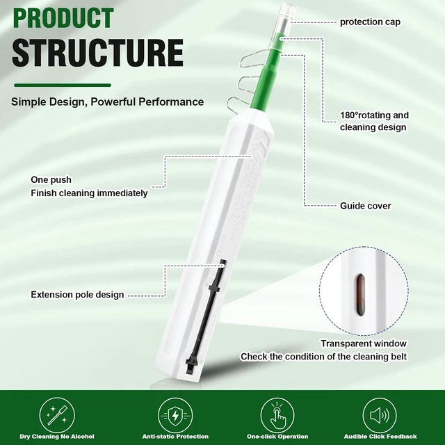 Alt view image 5 of 7 - 5-Pack Fiber Optic Cleaner, Fiber Optic Connector Cleaning Pen