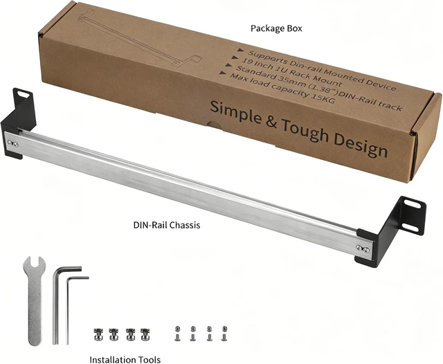 Alt view image 7 of 7 - 35mm Din Rail Kit Rail Mount Bracket Length 19 Inch 33lb Capacity