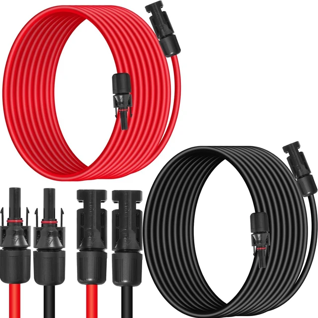 Main image of 10AWG (6mm²) Solar Panel Extension Cable 30FT - Black & Red, Heavy Duty, Weather Resistant, Standard Solar Connectors Solar Extension Cable for Solar Power Systems, RVs, Boats