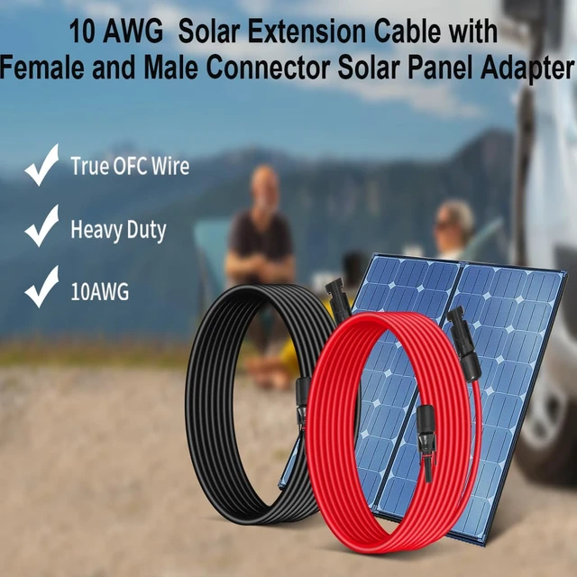 Alt view image 5 of 5 - 10AWG (6mm²) Solar Panel Extension Cable 30FT - Black & Red, Heavy Duty, Weather Resistant, Standard Solar Connectors Solar Extension Cable for Solar Power Systems, RVs, Boats