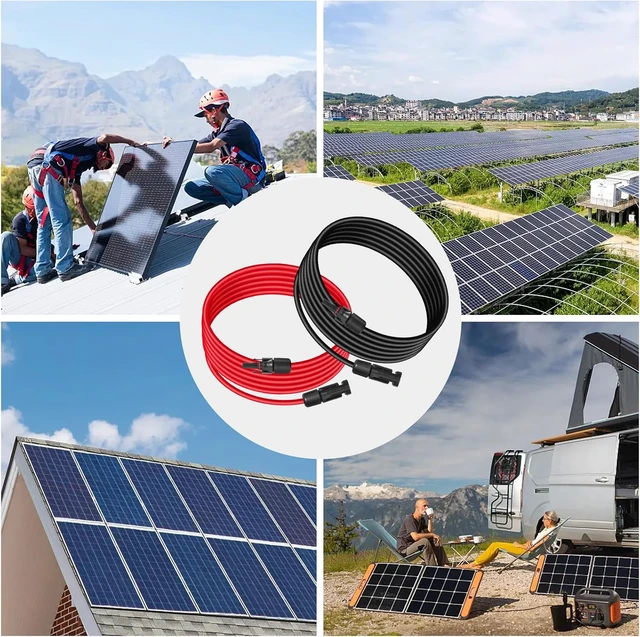 Alt view image 4 of 5 - 10AWG (6mm²) Solar Panel Extension Cable 30FT - Black & Red, Heavy Duty, Weather Resistant, Standard Solar Connectors Solar Extension Cable for Solar Power Systems, RVs, Boats