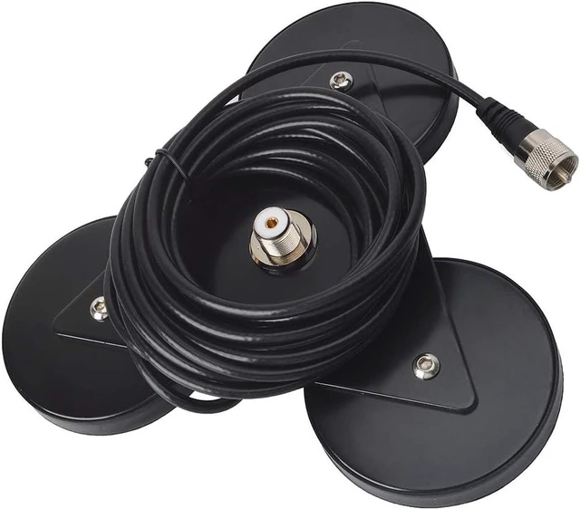 Main image of Antenna Magnetic Mount UHF-Female (SO239) Connector, Heavy Duty Anti-Corrosion Magnet Base, Antenna Bracket with 5M/16.4ft RG-58 Cable for Yaesu Midland Icom Motorola Vehicle Mobile Transceiver CB