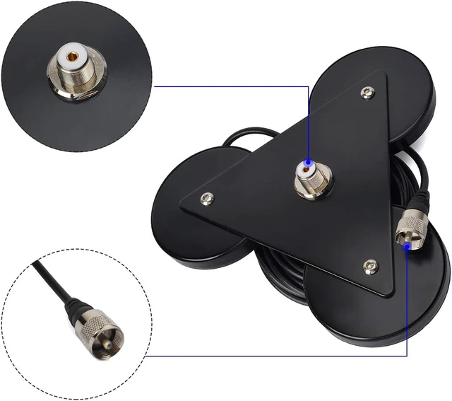 Alt view image 4 of 6 - Antenna Magnetic Mount UHF-Female (SO239) Connector, Heavy Duty Anti-Corrosion Magnet Base, Antenna Bracket with 5M/16.4ft RG-58 Cable for Yaesu Midland Icom Motorola Vehicle Mobile Transceiver CB