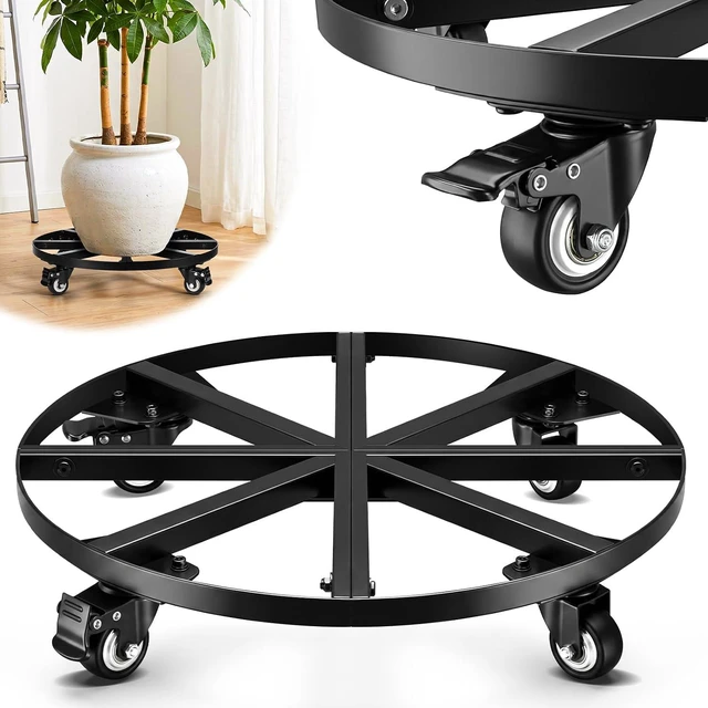 Main image of 18" Round Metal Plant Caddy Rolling Plant Stand with Wheels Heavy Duty