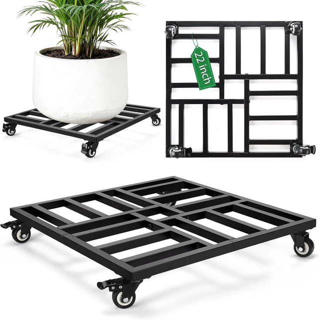 Main image of 22" Plant Caddy with Wheels Heavy Duty, 600lbs Rolling Metal Plant Stand, Square Plant Dolly with Lockable Caster Wheels for Large Planter Pots, Heavy Objects, Ideal for Indoor and Outdoor Use
