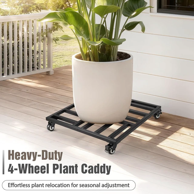 Alt view image 3 of 7 - 22" Plant Caddy with Wheels Heavy Duty, 600lbs Rolling Metal Plant Stand, Square Plant Dolly with Lockable Caster Wheels for Large Planter Pots, Heavy Objects, Ideal for Indoor and Outdoor Use