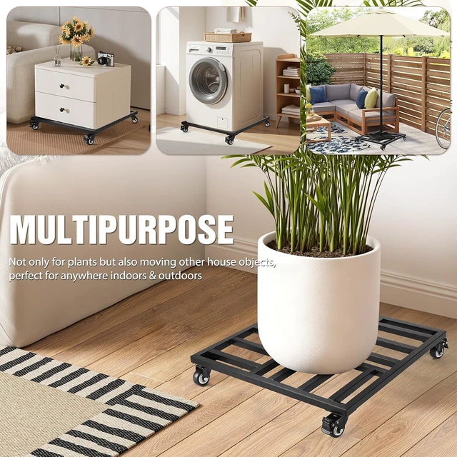 Alt view image 7 of 7 - 22" Plant Caddy with Wheels Heavy Duty, 600lbs Rolling Metal Plant Stand, Square Plant Dolly with Lockable Caster Wheels for Large Planter Pots, Heavy Objects, Ideal for Indoor and Outdoor Use