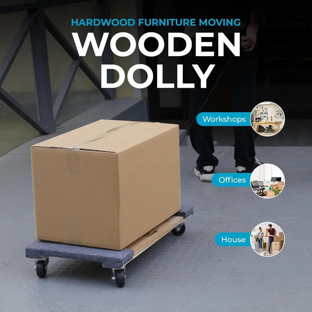 Alt view image 2 of 5 - 79545 30 in. x 18 in. Hardwood Furniture Moving Dolly 1,320 lbs. Capacity 4 Swivel Wheels Heavy-Duty Furniture Dollies, 2 Pack