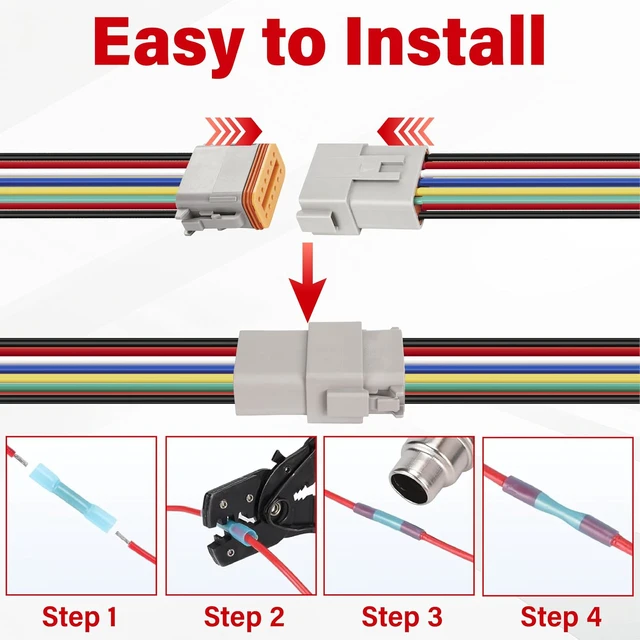 Alt view image 2 of 7 - Deutsch DT 12 Pin Grey Male Female Wiring Harness Connector 6 Kits, 16 AWG