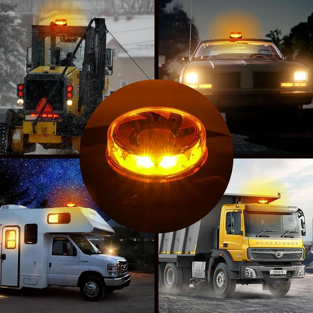 Alt view image 6 of 7 - Amber LED Rotating Beacon Light, Flashing Warning Lights 12-24V